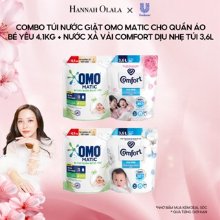   LIVE KOL  - Combo Túi Nước Giặt Omo Matic Cho quần áo bé yêu 4,1kg + Nước Xả Vải Comfort Dịu Nhẹ Túi 3,6L 
