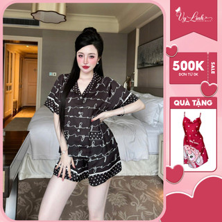  Bộ đùi pijama chất liệu lụa latin cao cấp mặc thoáng mát thấm hút mồ hôi,không bai nhão S1197 họa tiết 