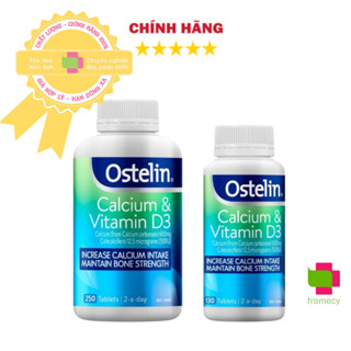 Canxi bầu Ostelin Calcium & Vitamin D3, Úc (130 viên) bổ sung Canxi, D3 phát triển xương, răng cho bà bầu, mẹ cho con bú