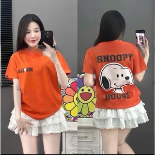 Áo phông nữ tay lỡ unisex SNOOPY, áo phông nam nữ form rộng mặc cặp, nhóm phong cách Ulzzang