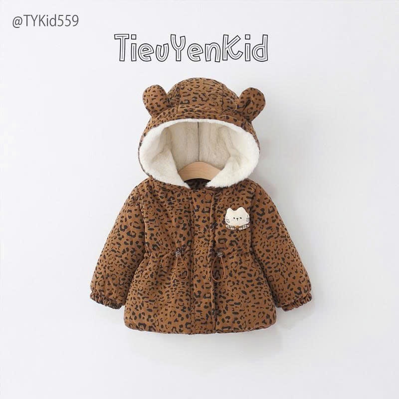 Quần áo bé gái, Áo khoác kaki báo nâu lót lông 9-25kg AK559 Tiểu Yến KID