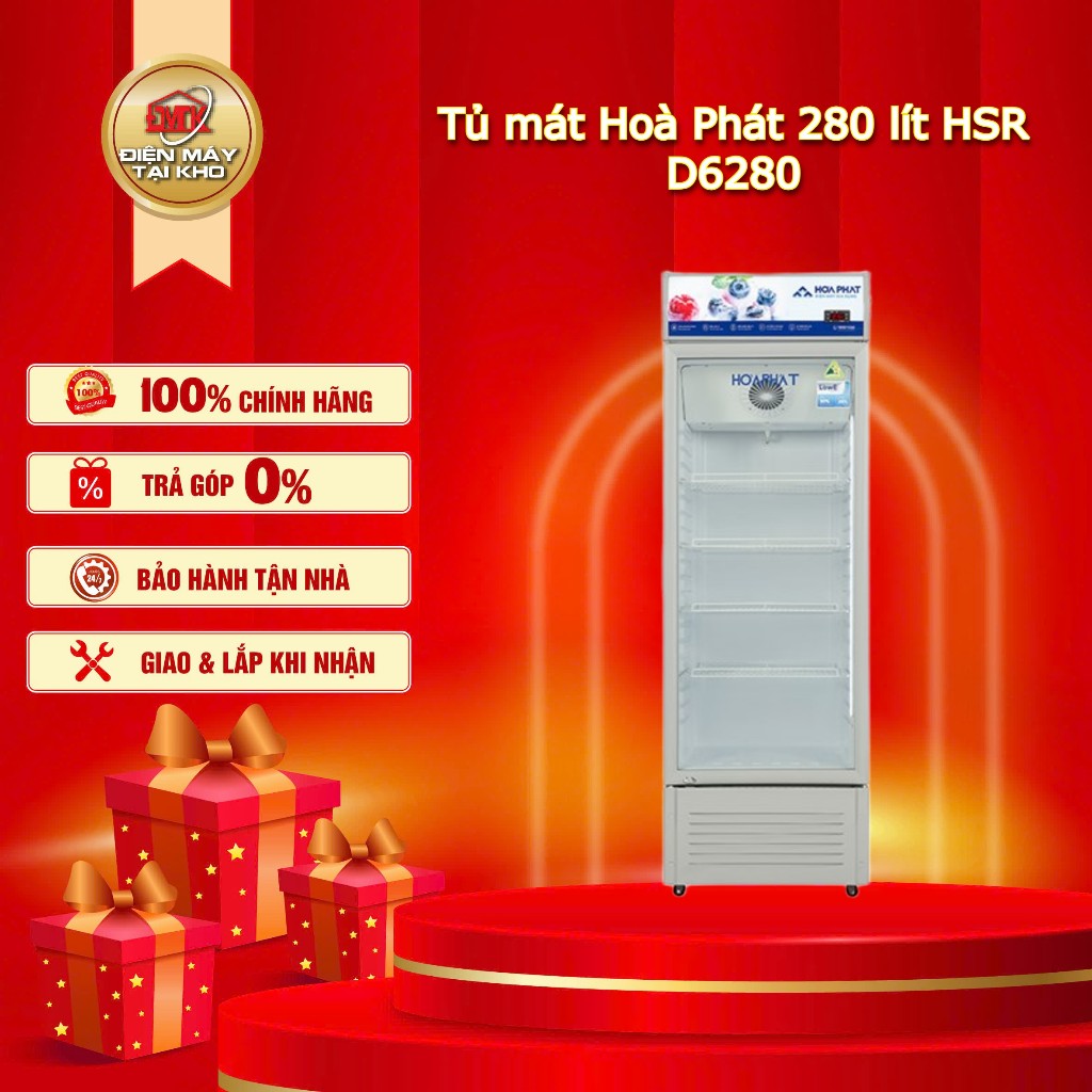 Tủ Mát Hòa Phát HSR D6280 280 Lít – 1 Cánh Kính Low E – Làm Lạnh Gián Tiếp – Hàng Chính Hãng