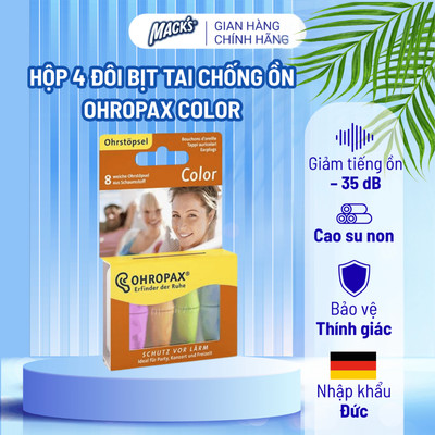 Hộp 8 nút bịt tai chống ồn OHROPAX COLOR xuất xứ từ Đức (Siêu mềm mại + 4 màu đa sắc)