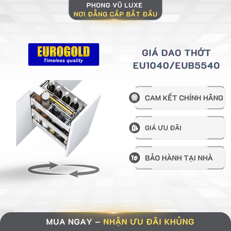 Giá Dao Thớt Đa Năng Eurogold EU1040/EUB5540 Tích Hợp Đáy Composite Chống Ẩm, Hứng Nước Tiện Dụng