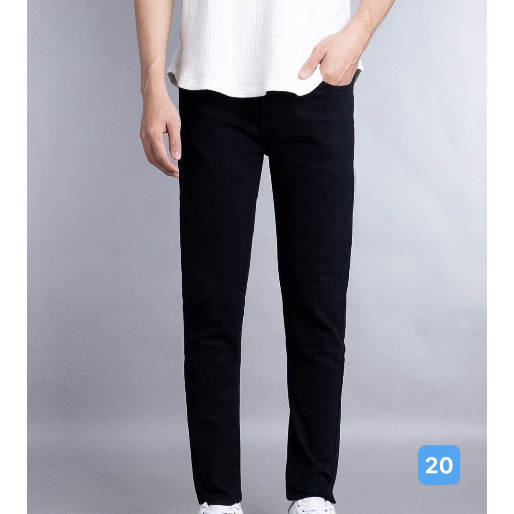 Quần jean nam màu đen trơn OBOKFASHION ống suông phong cách hàn quốc co giãn cao cấp dễ phối đồ QDN0