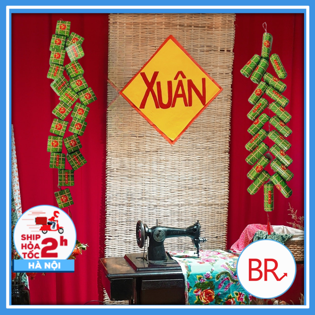 Set dây 20 bánh chưng bánh tét trang trí tết đón xuân may mắn,mô hình bánh chưng bánh tét phụ kiện d