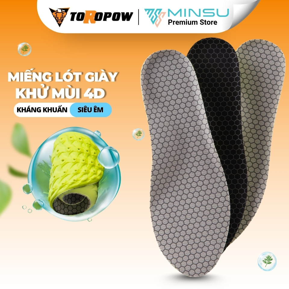 Miếng Lót Giày Khử Mùi 4D M2350 MINSU Khử Mùi Kháng Khuẩn Miếng Độn Gót Trăng Chiều Cao Giày Thể Thao Nam Nữ