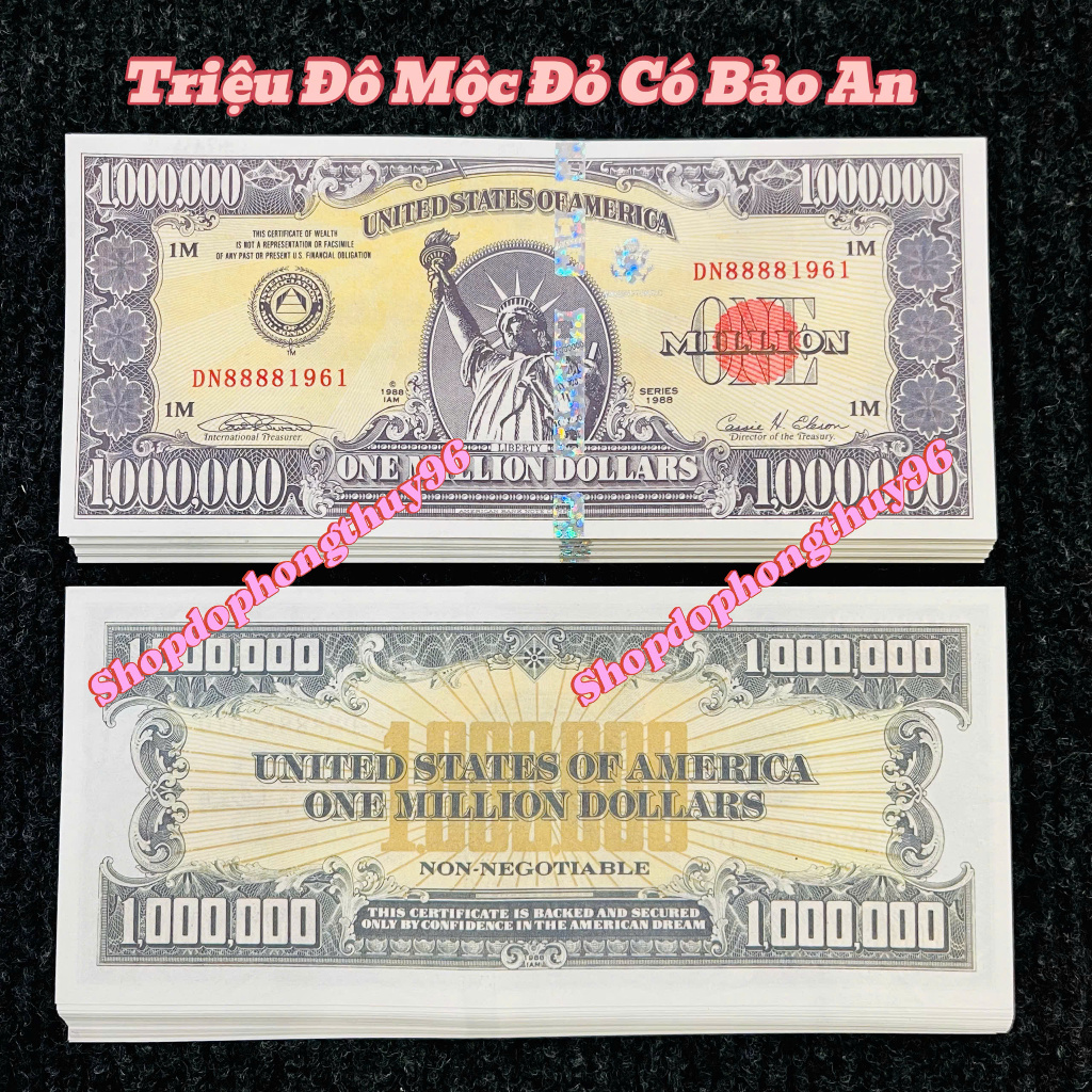 Sỉ 100 Tờ Tiền Triệu Đô - Triệu USD Siêu Cấp Lưu Niệm Seri Mộc Đỏ Có Bảo An Lì Xì Tết 2026 May Mắn