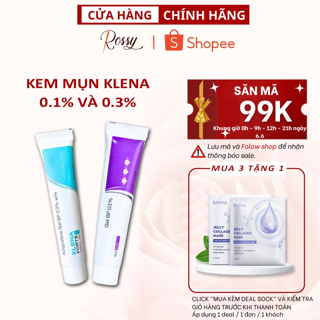Gel Giảm Mụn Klena Forte 0.1% 0.3% Sdapalene Gel hỗ trợ giảm mụn ẩn, mụn trứng cá, mờ thâm dưỡng ẩm