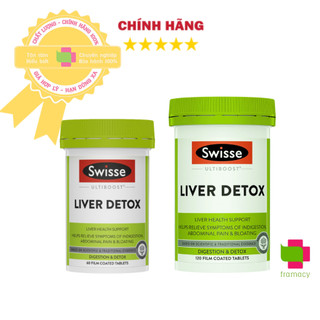 Viên uống Swisse Ultiboost Liver Detox, Úc (60 + 120 viên) bổ gan và hỗ trợ thải độc gan, giảm bớt khó tiêu