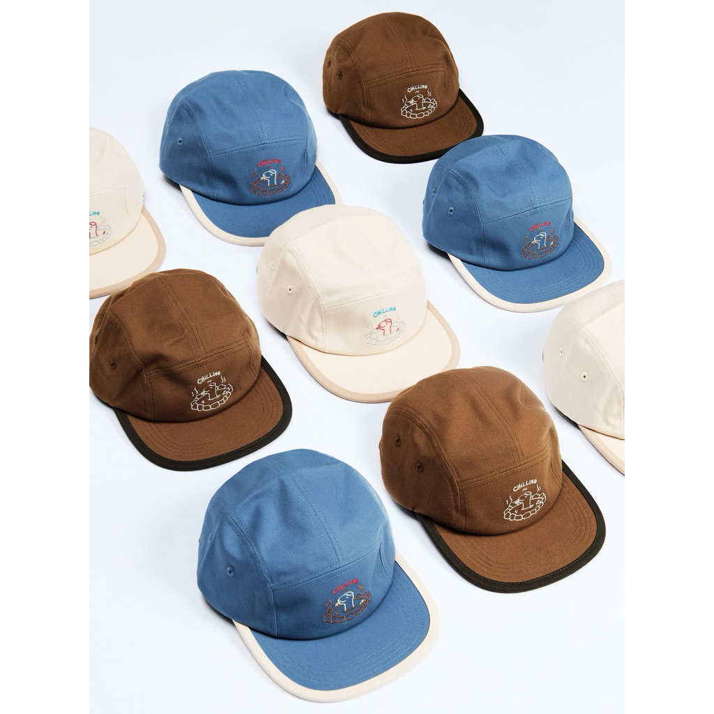 Mũ NeeNee CHILLING 5PANEL CAP hình thêu con rắn thư giãn, chất vải kaki