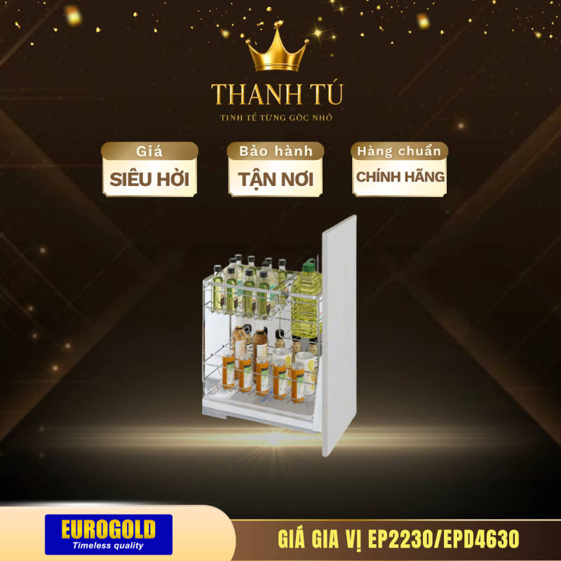 Giá gia vị Eurogold EP2230/EPD4630 Mẫu Cao Cấp, Nan Oval Đẹp Mắt, Bền Đẹp Theo Thời Gian