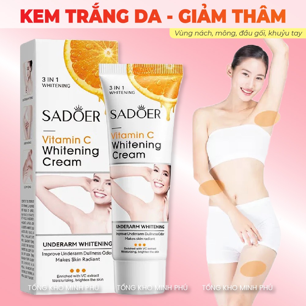 Kem Trắng Da Giảm Thâm Nách, Mông, Đầu Gối, Khuỷu Tay SADOER 50g An Toàn Hiệu Quả, Dưỡng Ẩm Da