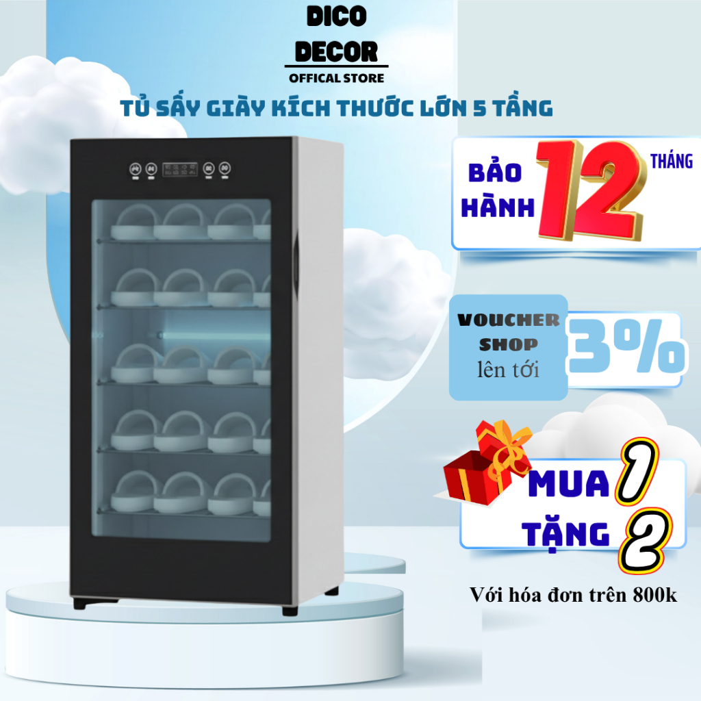 Tủ sấy giày thông minh, diệt khuẩn bằng tia UV và ozone, Máy sấy giày dép làm khô và khử mùi giày tấ