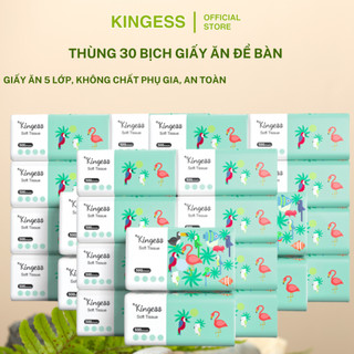  Giấy ăn rút KINGESS  thùng 30 gói cao cấp 300 tờ 5 lớp dập vân 4D mềm mịn thấm hút tốt 