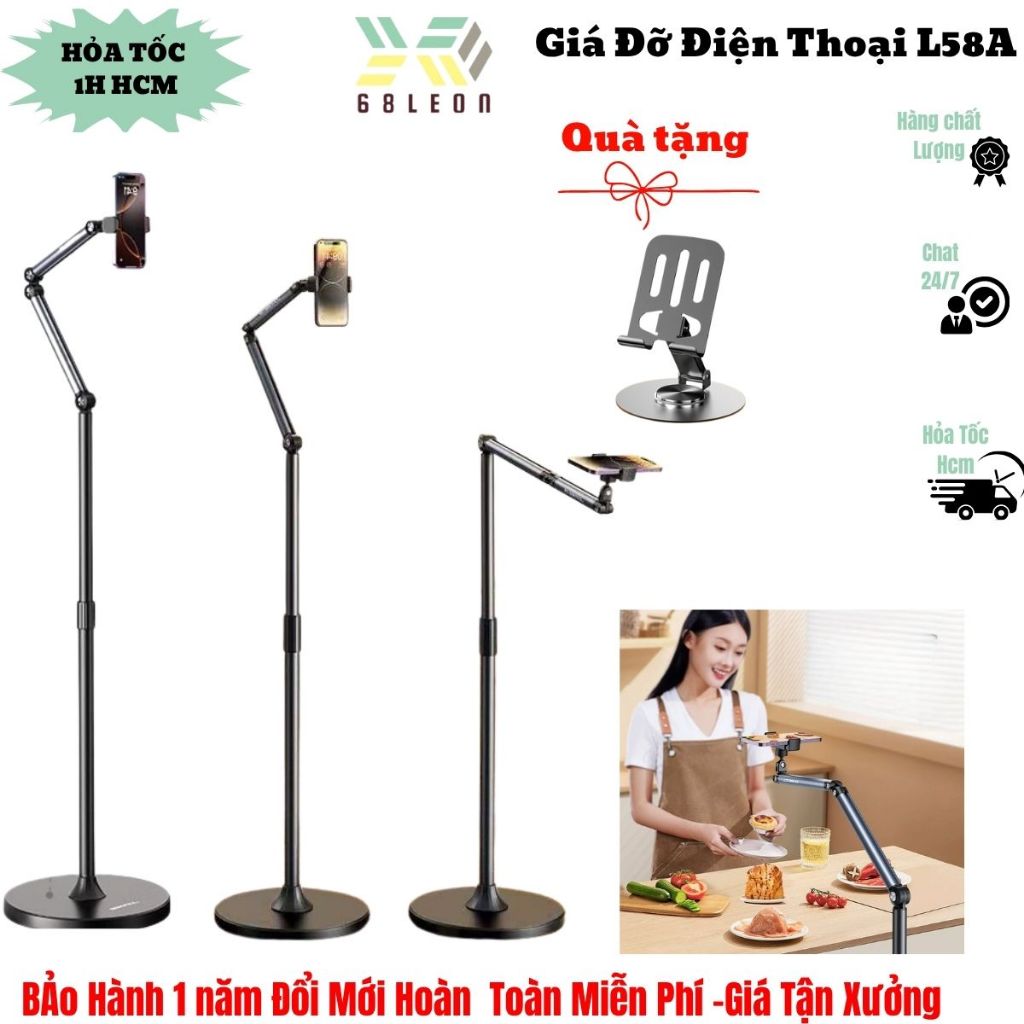 Giá Đỡ Điện Thoại L58 A Plus Đa năng,Giá Đỡ Quay Livestream-Chụp Ảnh Điều Chỉnh Chiều Cao Hợp Kim Nh