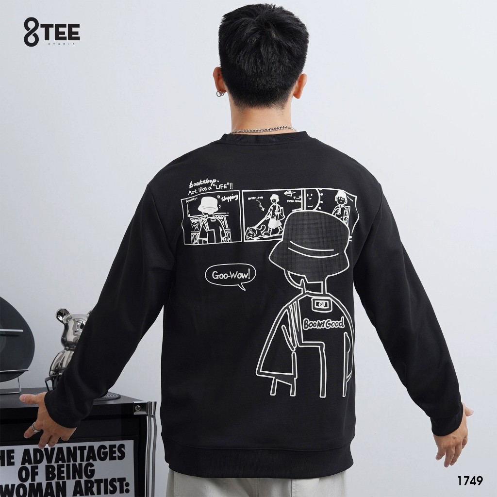 Áo Sweater Nỉ Bông Form Rộng 8Tee Studio | Mềm – Ấm – Dễ Phối | Unisex Nam Nữ Đi Học Đi Làm SW1749