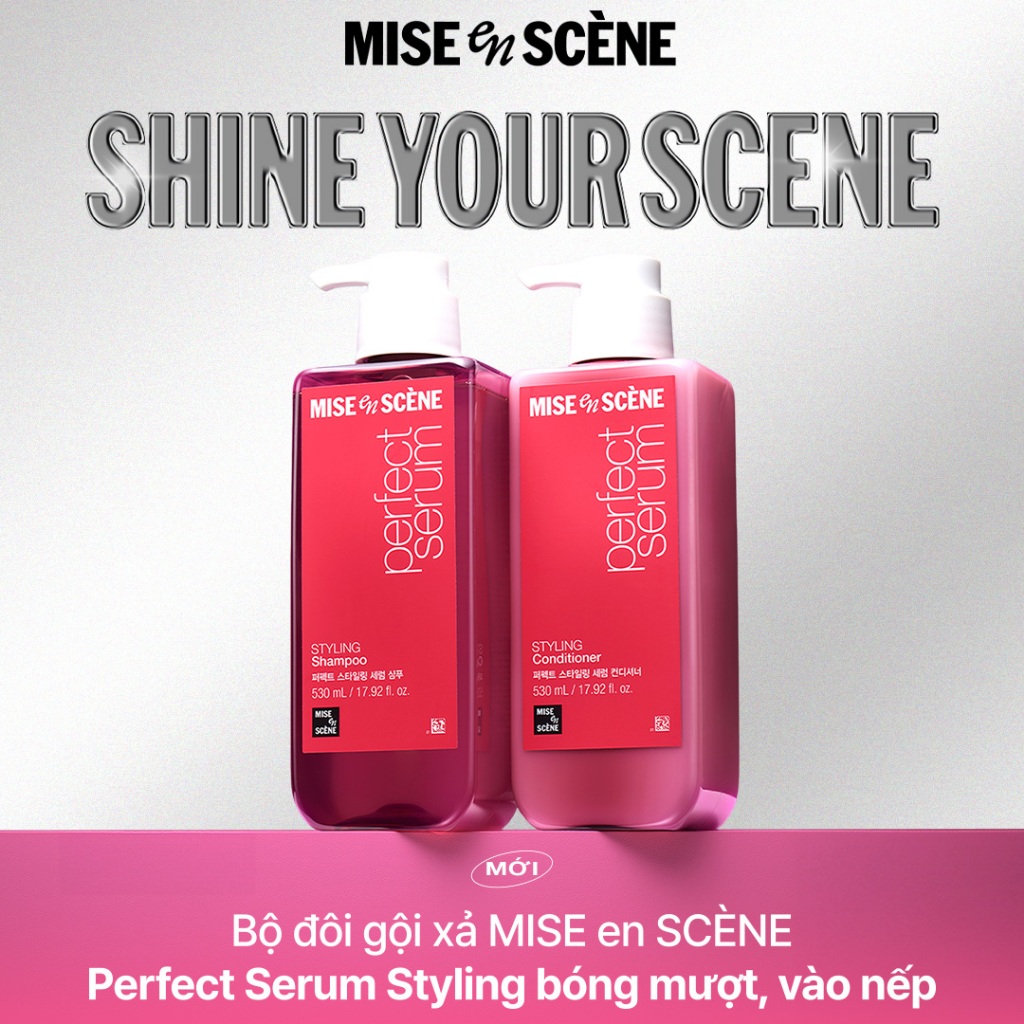 Bộ đôi 2 Dầu gội mise en scène Perfect Serum 530ml dưỡng tóc mềm mượt, hỗ trợ phục hồi tóc hư tổn/tóc uốn | BigBuy360 - bigbuy360.vn