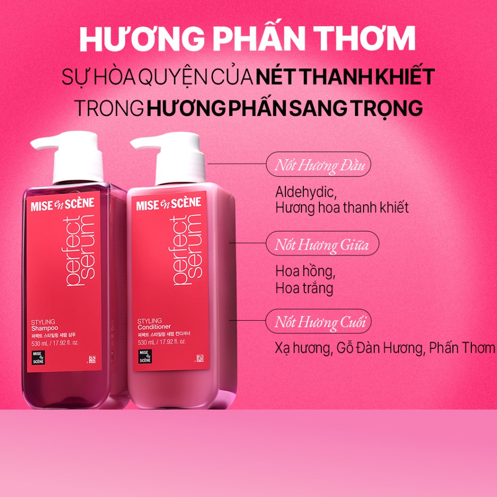 Bộ đôi 2 Dầu gội mise en scène Perfect Serum 530ml dưỡng tóc mềm mượt, hỗ trợ phục hồi tóc hư tổn/tóc uốn | BigBuy360 - bigbuy360.vn