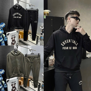  Bộ quần áo nỉ dài tay thể thao nam Essentials ngực dập chữ cao su nổi fear of god 