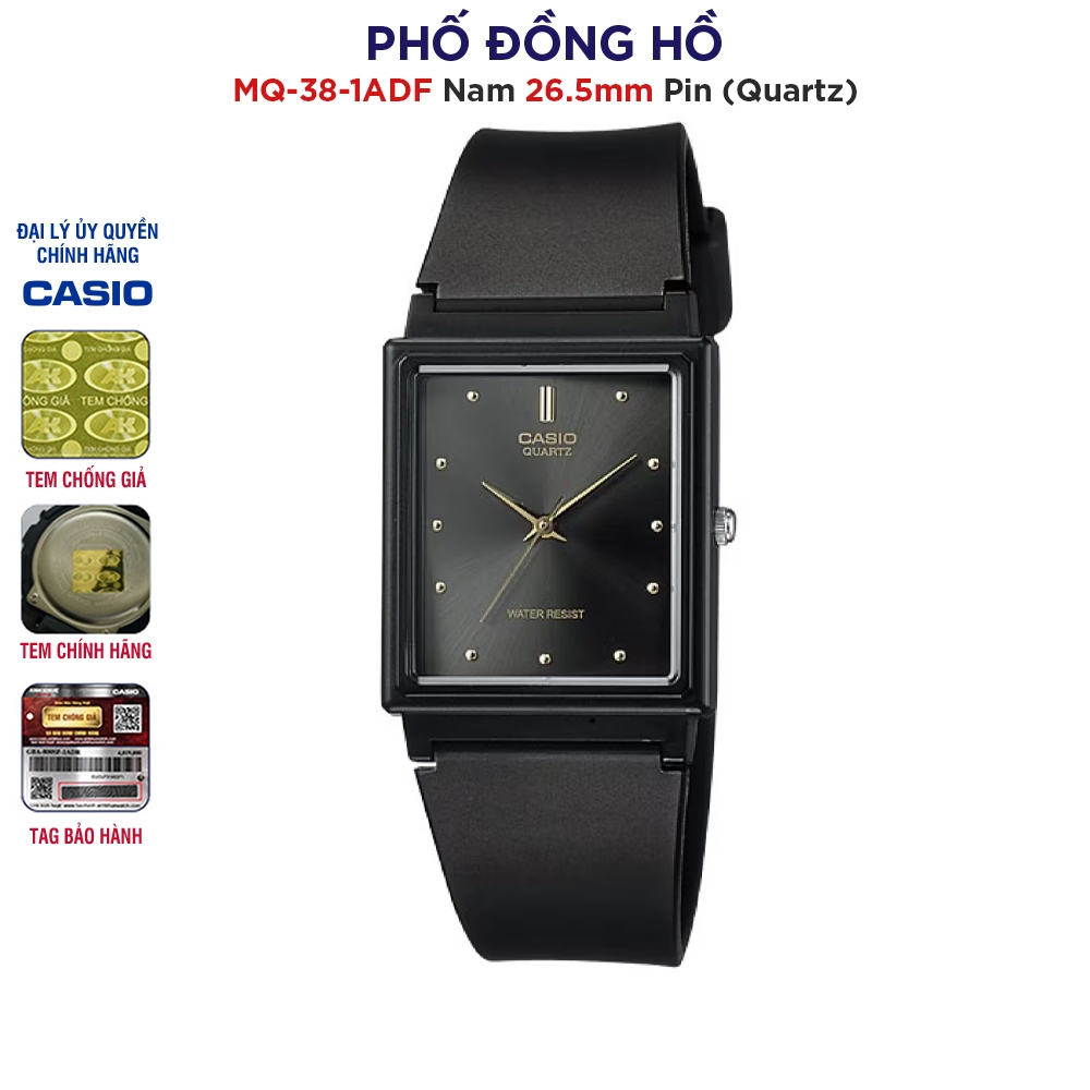 Đồng hồ nam dây nhựa Casio chính hãng Anh Khuê MQ-38-1ADF