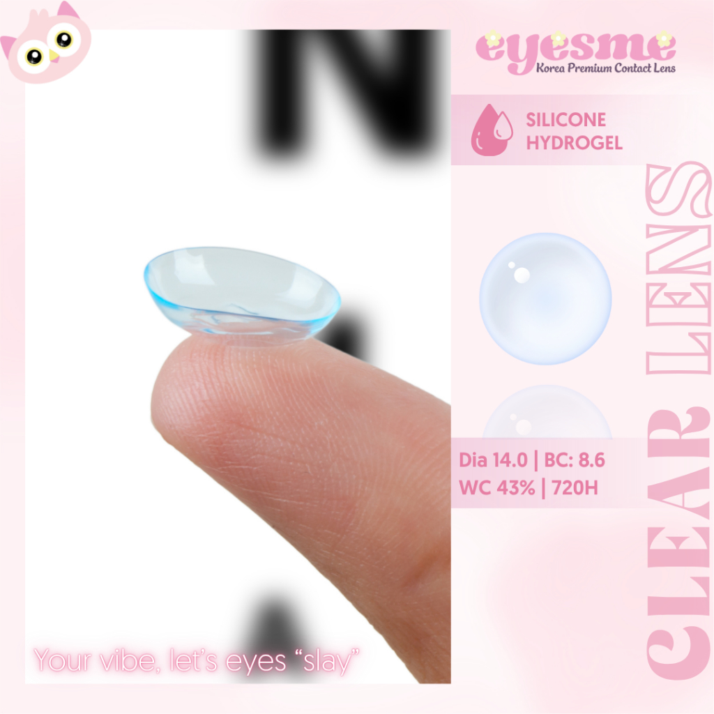 Lens Eyesme - Kính áp tròng trong suốt - Lens cận Silicone Hydrogel từ 1-10 độ