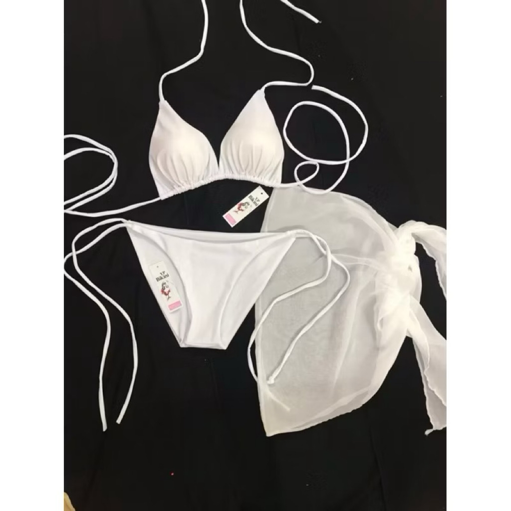 Bikini set 3 món tam giác bacsic quần kín ôm Mông voan cột đủ màu ( HÌNH THẬT) | BigBuy360 - bigbuy360.vn
