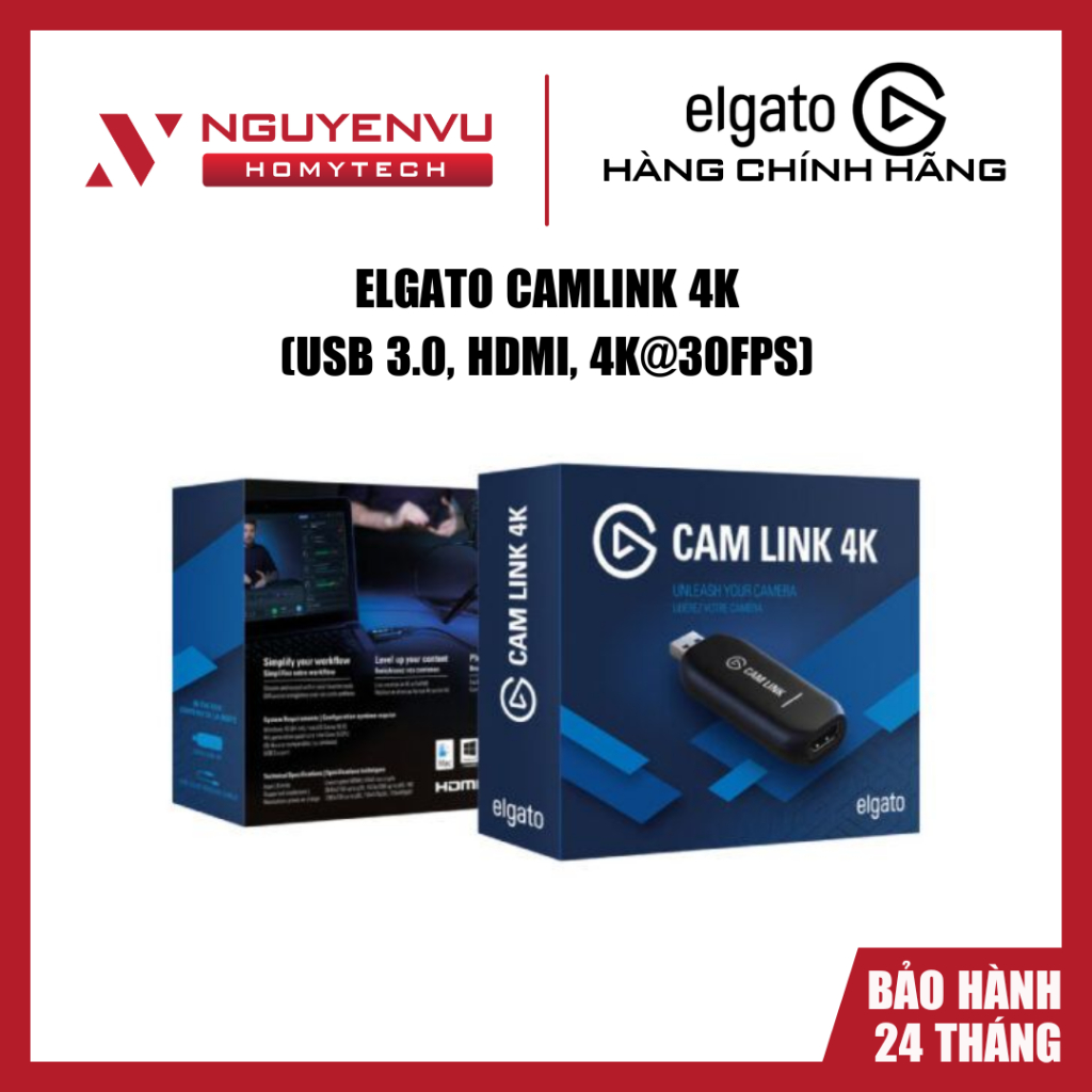 [FULL VAT] Thiết bị stream Elgato CamLink 4K, Biến máy ảnh thành webcam, USB 3.0, HDMI, 4K@30fps - H