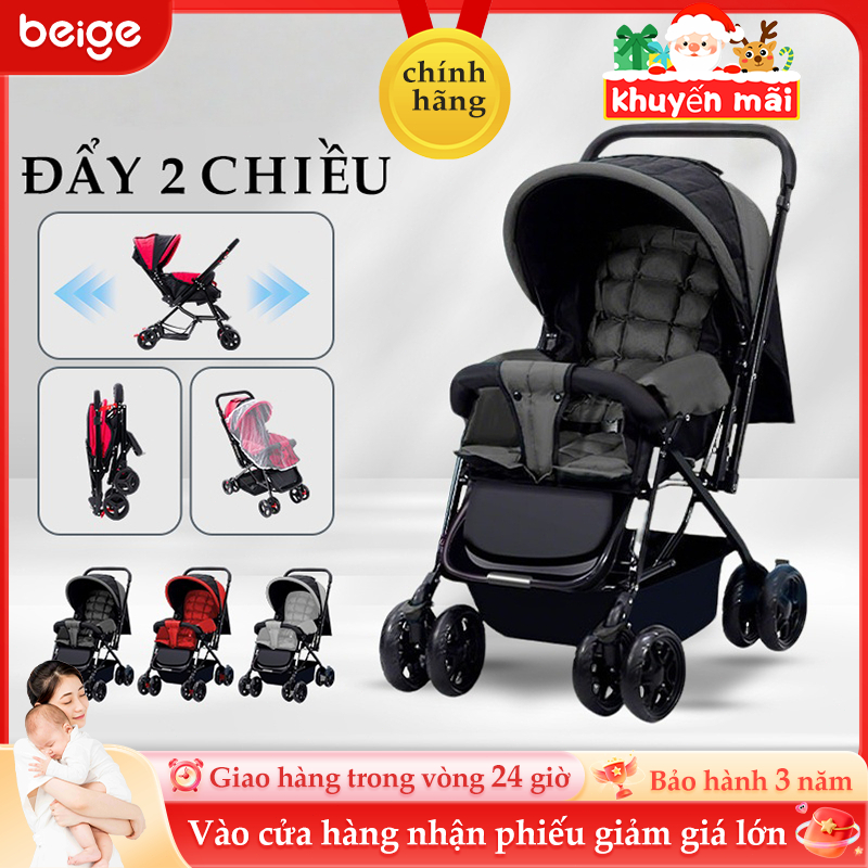 Xe đẩy cho bé BEIGE,xe đẩy gấp gọn 2 chiều 3 tư thế đi chơi,xe đẩy du lịch đa tính năng cho mẹ và bé