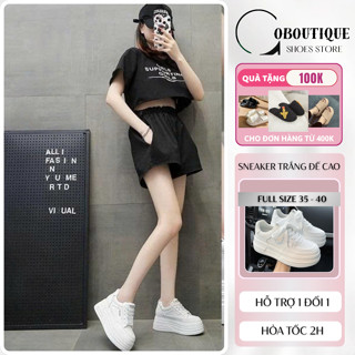    LOẠI 1 NHIỀU KIỂU DÁNG   Giày sneaker nữ đế bánh mì màu trắng cao cấp giày thể thao nữ đế cao Hàn Quốc S336 