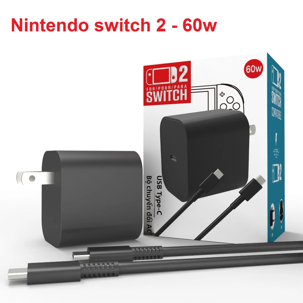 Nguồn switch 2 chuẩn 60w công nghệ Gan PD - nguồn sạc nintendo switch 2