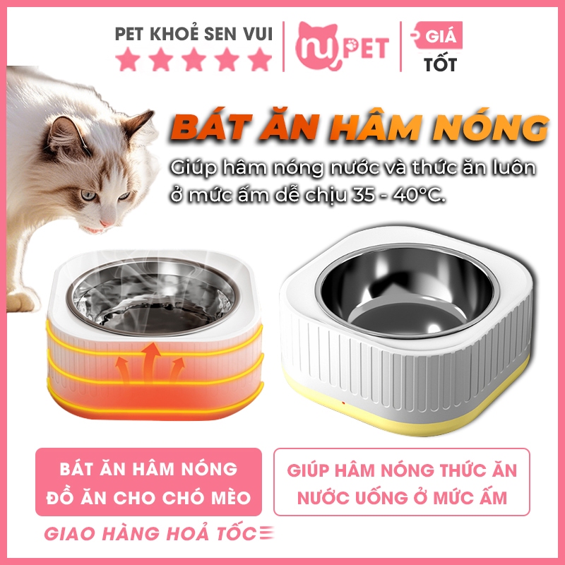 Bát ăn hâm nóng đồ ăn cho chó mèo Nupet | Dụng cụ làm ấm thức ăn, nước uống cho thú cưng