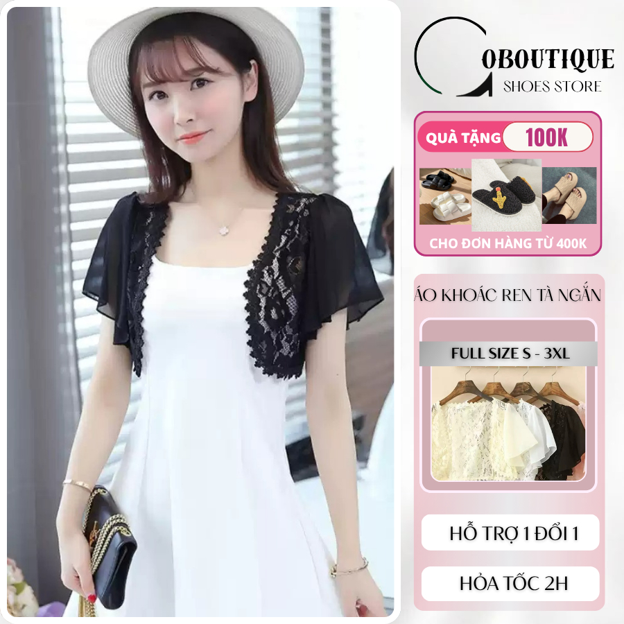 [ LOẠI 1 VẢI MỀM MỊN MÁT ] Áo khoác ren tà ngắn 06 khoác lửng bên ngoài che khuyết điểm đi làm dự ti