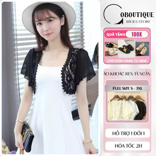    LOẠI 1 VẢI MỀM MỊN MÁT   Áo khoác ren tà ngắn 06 khoác lửng bên ngoài che khuyết điểm đi làm dự tiệc bánh bèo C107 