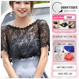    NHIỀU MẪU   Áo khoác ren voan dáng lửng khăn ren choàng vai mặc với áo đầm hay áo dây che vai che khuyết điểm V1 C014 