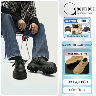 [ SIZE 37 ĐẾN 46 ] Giày oxford nam cổ thấp boot chunky derby mũi tròn đế dày 5 phân 5cm SM027