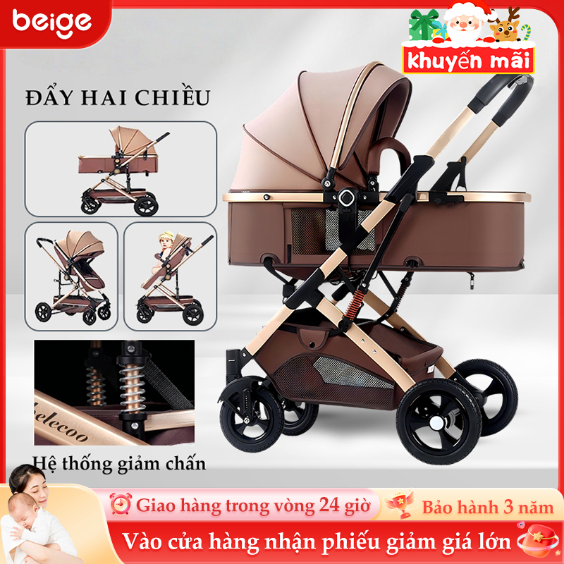 Xe đẩy cho bé BEIGE,xe đẩy 2 chiều mẹ và bé đi du lịch gấp gọn đa tính năng tiện, an toàn