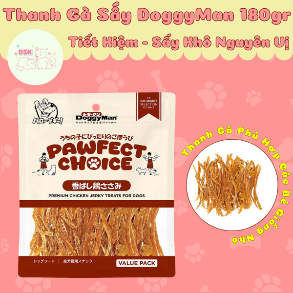 [DoggyMan] Thanh Gà Sấy 180gr - Thanh Gà Sấy Pawfect Choice Thanh Gà Mềm Phù Hợp Chó Mọi Lứa Tuổi