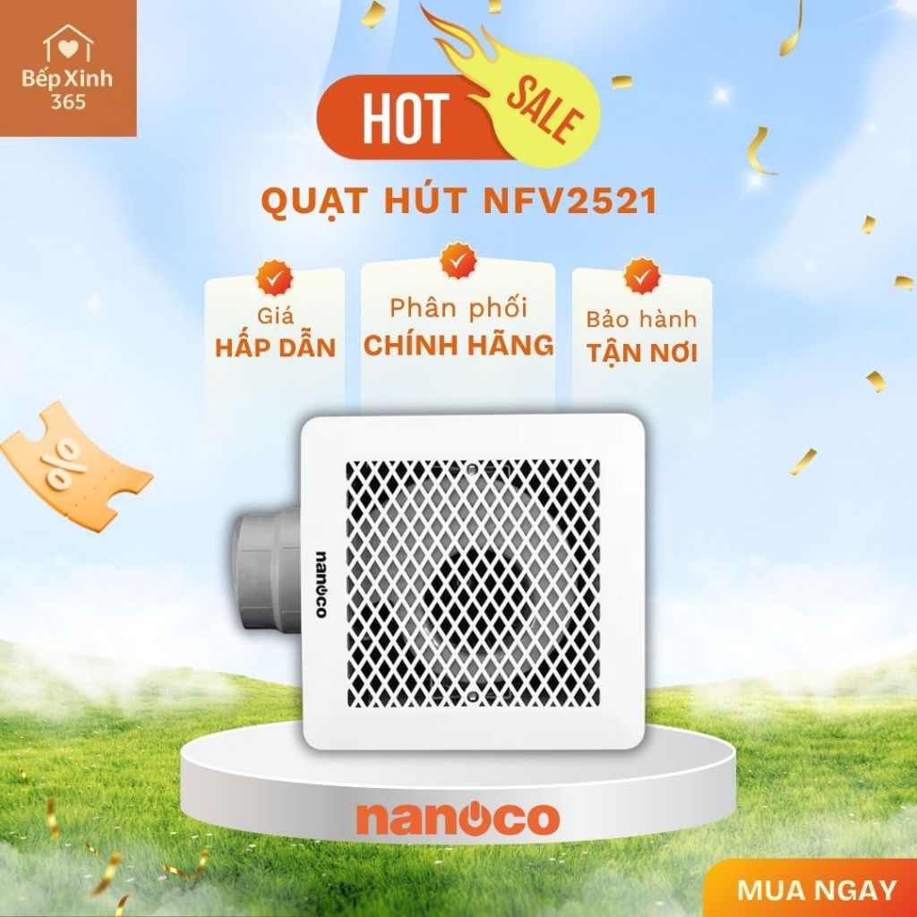 Quạt hút trần Nanoco NFV2521 – Lưu lượng gió mạnh, vận hành êm ái