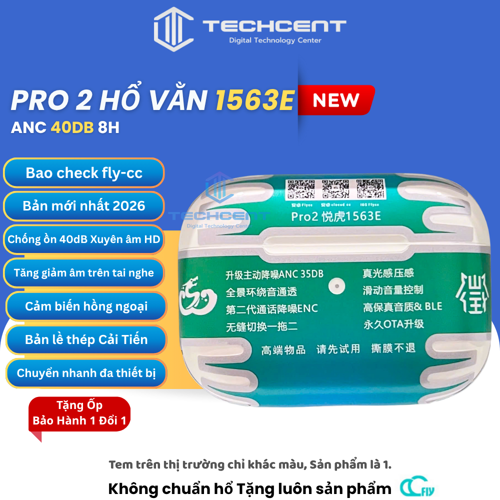 Tai Nghe Louda Hổ Vằn Pro2 1563E | ANC 40dB | Bản Lề Thép | Sạc Không Dây | Đổi Tên, Định Vị | Techc