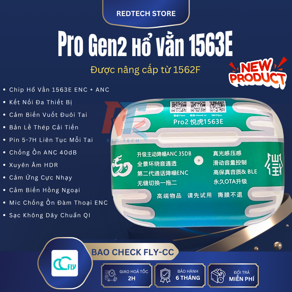 Tai Nghe Louda Hổ Vằn Pro 2 1563E | ANC 40dB | Định Vị | Sạc Không Dây | Cảm Ứng Mượt | Bản Lề Thép