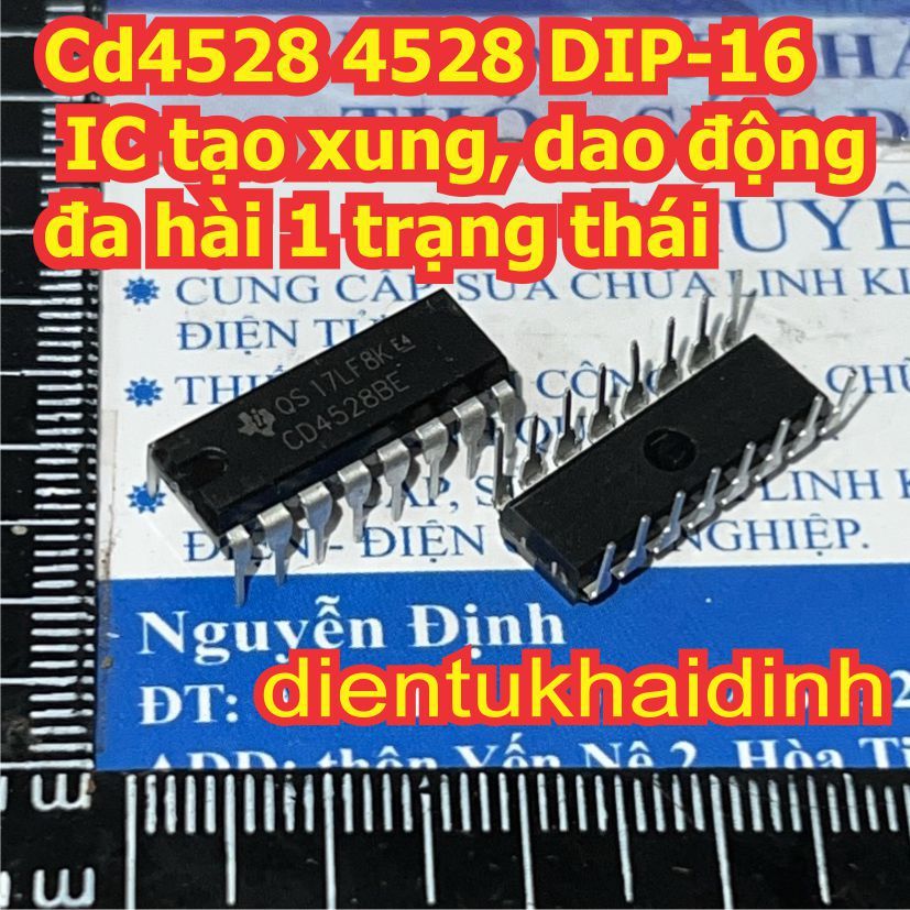 5 con CD4528BE HEF4528BP CD4528 4528 DIP-16  IC tạo xung, dao động đa hài 1 trạng thái KDE1606