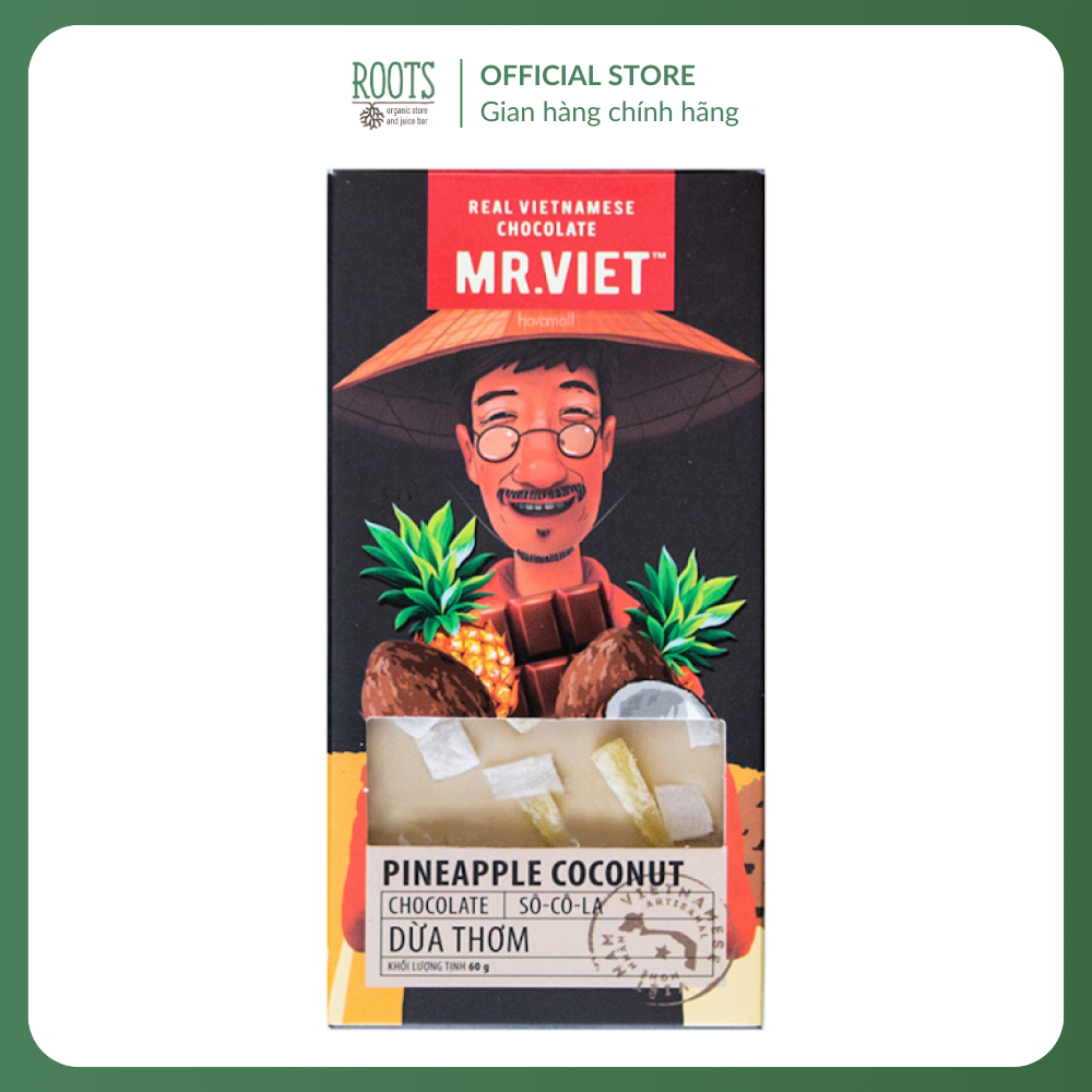(Ship hỏa tốc) MR. VIET - Socola Dừa Thơm, Pineapple Coconut Chocolate (60g)