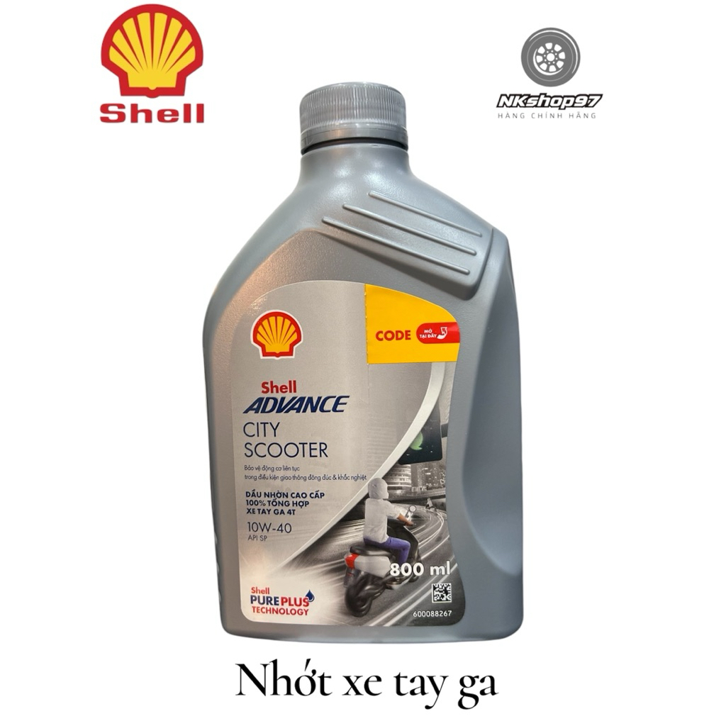 [Mẫu mới]Nhớt xe tay ga Shell City Advance 10W40 chai 800ML