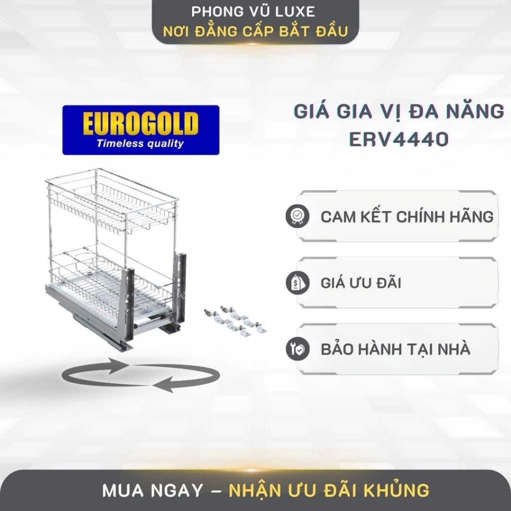 Kệ Bếp Gia Vị Inox 304 Nan Vuông Eurogold ERO30440B/ERV4440 – Giá Đựng Gia Vị Bền Đẹp