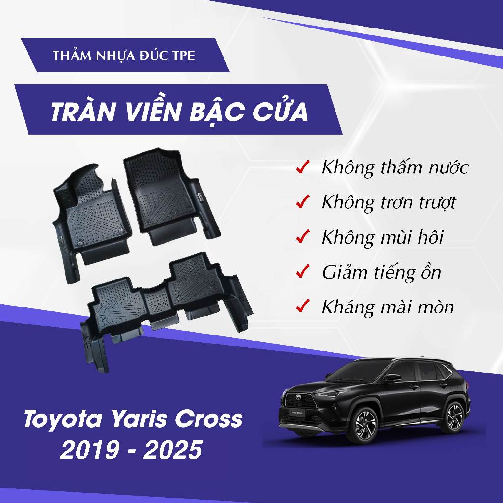 Thảm Lót Sàn Ô Tô TPE Cao Cấp Toyota Yaris Cross 2023 - 2025 TRÀN VIỀN Không Thấm Nước, Không Mùi