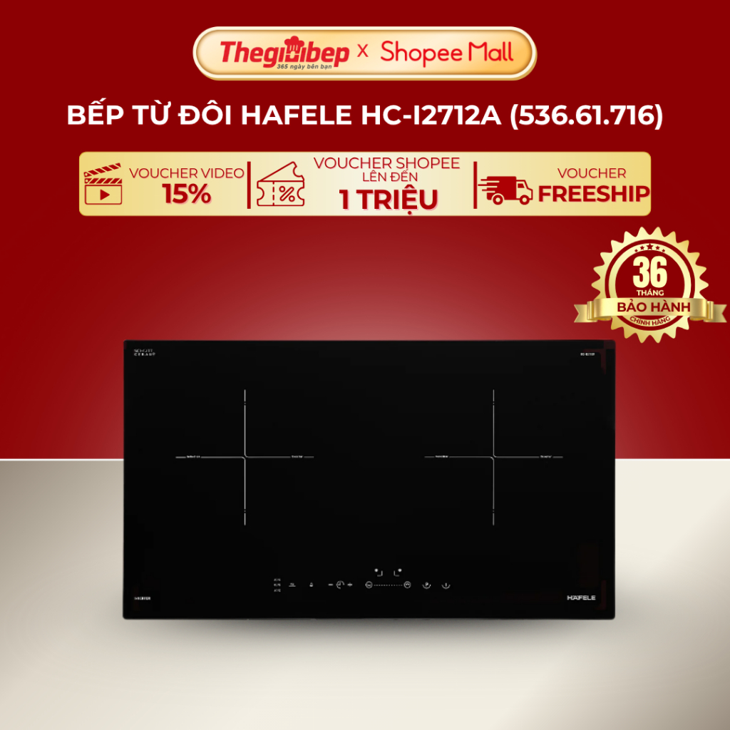 [Miễn phí lắp đặt] Bếp từ đôi Hafele HC-I2712A (536.61.716) - BH 3 năm
