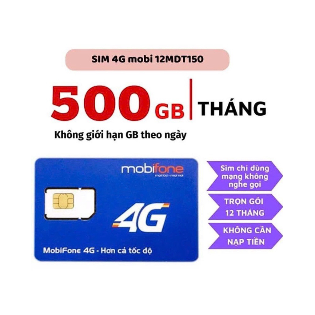 Sim Data 4G Mobifone – 12MDT150- Không Giới Hạn Tốc Độ Cao