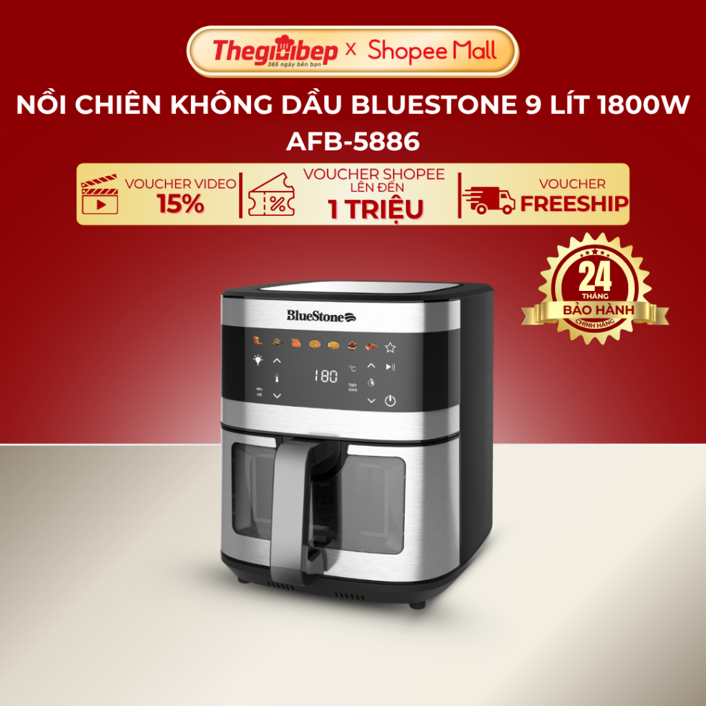 Nồi Chiên Không Dầu BlueStone AFB-5886 9 Lít 1800W