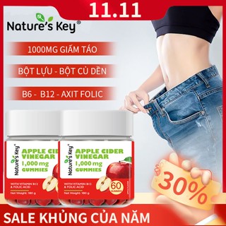 NATURE'S KEY Viên Kẹo Dẻo Giấm Táo Mỗi 2 viên chứa 1000mg giấm táo